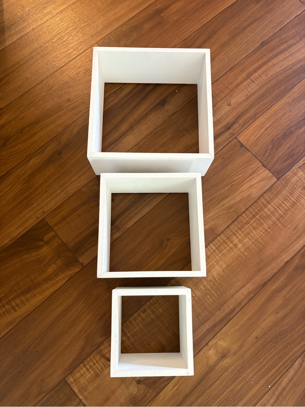 White Floating Square Wall Shelves - Set of 3